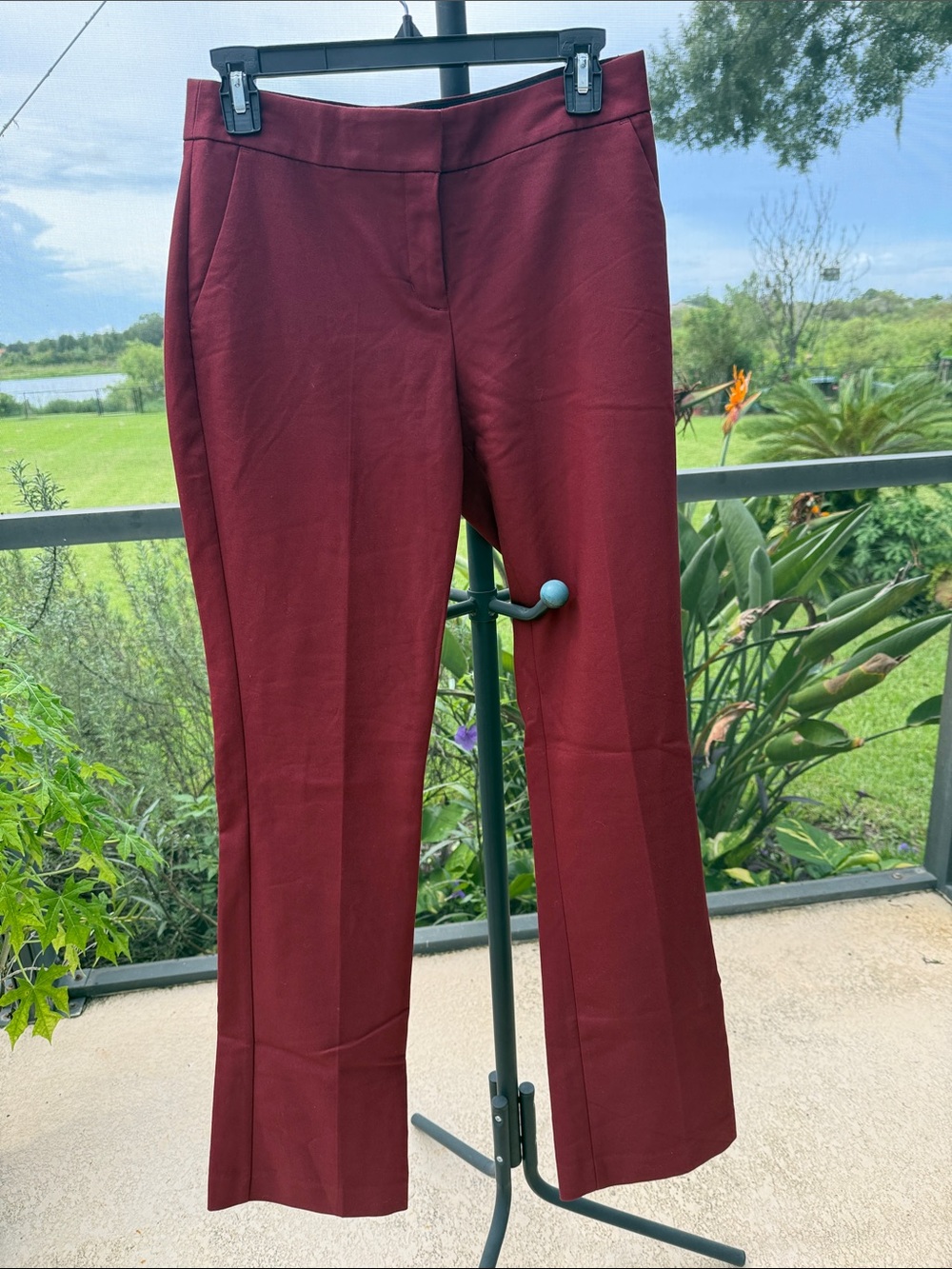 Express Women's Wine-Colored Straight-Leg Trousers